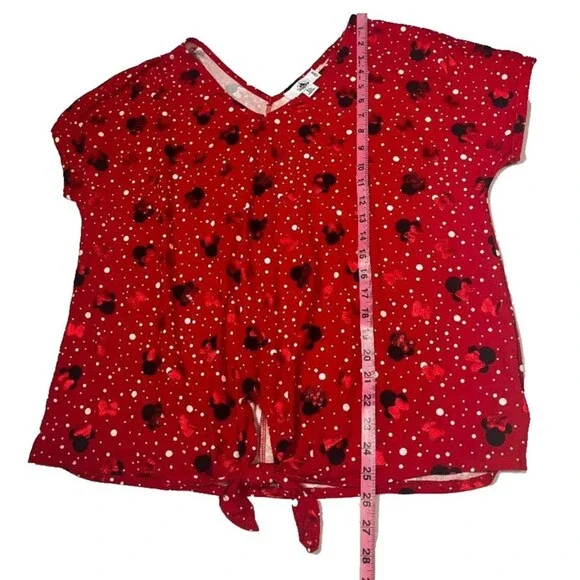 NWT Disney Parks Women’s XL Red Minnie Mouse Sequin V-Neck Short Sleeve Top - Picture 8 of 8